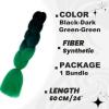 Dcbaboo Ombre Braiding Hair Extensions, Kanekalon Synthetic Hair, 24 in, 100 g, Black-Dark Green-Green view 2