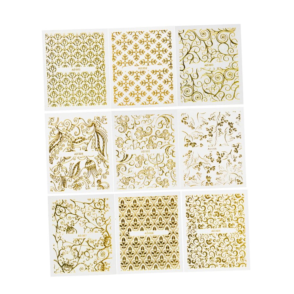 Healeved Gold Nail Stickers, 20 Pieces, Shiny Designs
