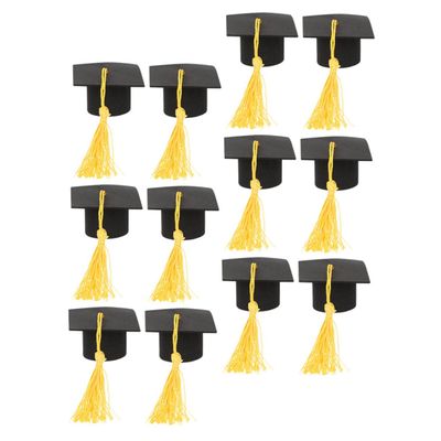 Ciieeo 12-Piece Yellow Graduation Cake Topper Set