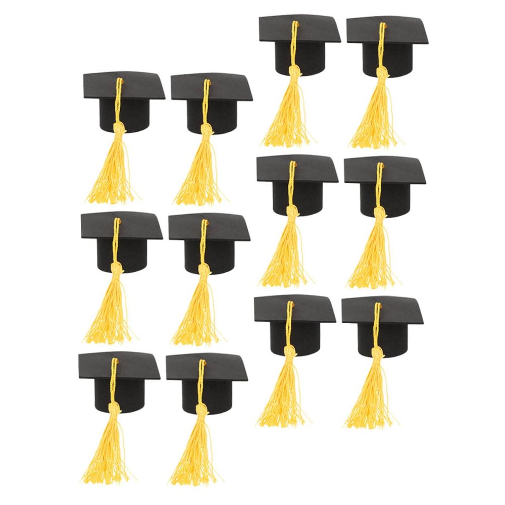 Ciieeo 12-Piece Yellow Graduation Cake Topper Set