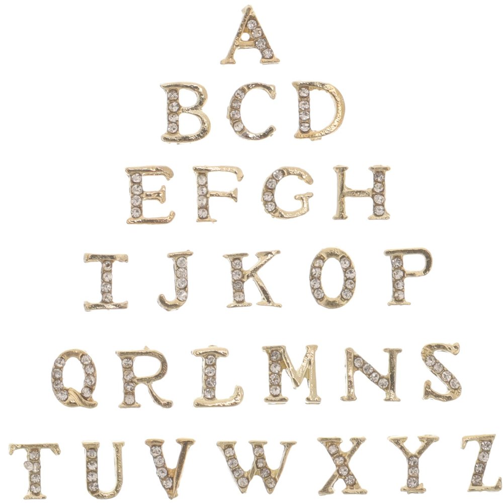 Mikinona Letter Nail Charms with Rhinestones