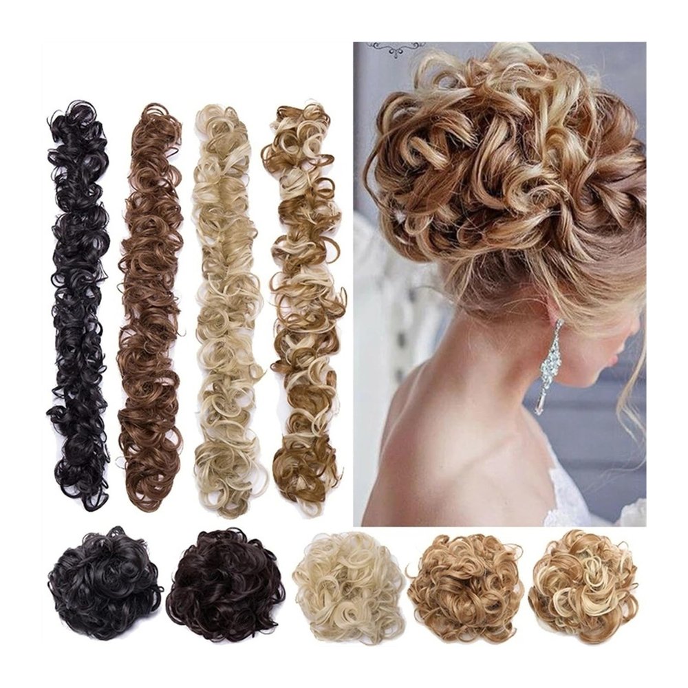 Messy Bun Hairpiece, 80 cm Long, Curly Ponytail Extension