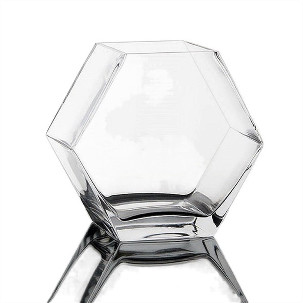Hexagonal Glass Aquarium, Transparent Tabletop Aquarium for Betta Fish and Goldfish (Size: S)