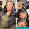 Human Hair Bundles, 16–30 in, Body Wave, with 13x6 Transparent Frontal view 2