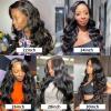 Human Hair Bundles, 16–30 in, Body Wave, with 13x6 Transparent Frontal view 3