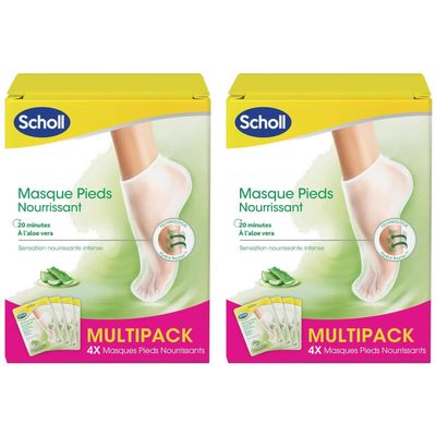 Scholl 2 x 4 Pairs of Nourishing Foot Masks with Aloe Vera