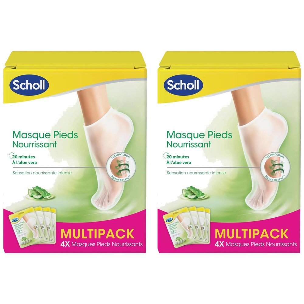 Scholl 2 x 4 Pairs of Nourishing Foot Masks with Aloe Vera