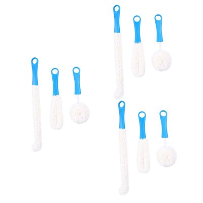 minkissy 9-Piece Flexible Bottle Brush Set for Decanters and Baby Bottles
