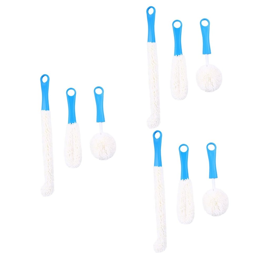 minkissy 9-Piece Flexible Bottle Brush Set for Decanters and Baby Bottles