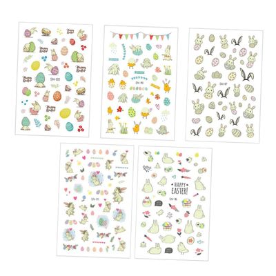 Healvian Glow-in-the-Dark Self-Adhesive Nail Stickers, 5 Sheets, Waterproof Easter Designs