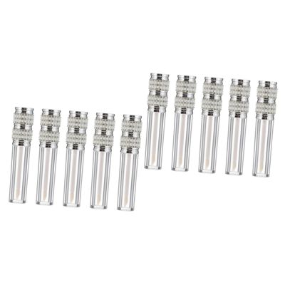 FOMIYES 2 Sets Rhinestone Lip Gloss Tubes, Leakproof Covers, 5 Pieces Each
