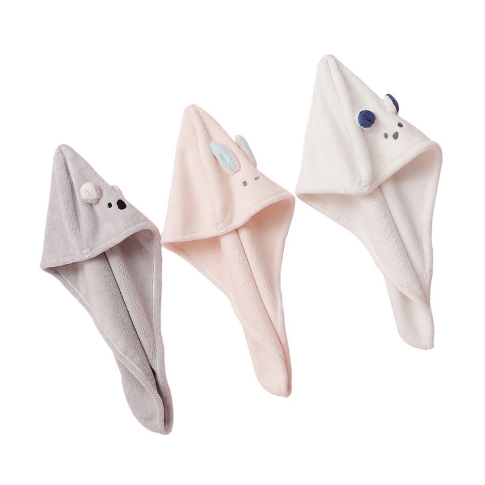 MAGICLULU 3-Piece Bunny Ear Hair-Drying Towel Caps, Lightweight Coral Fleece