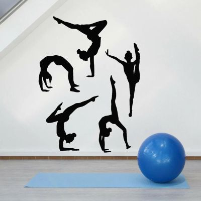 SHELOG Gymnastics Silhouette Wall Decal, Female Gymnast, Bedroom, Gym, Dance Studio, Vinyl Wall Art