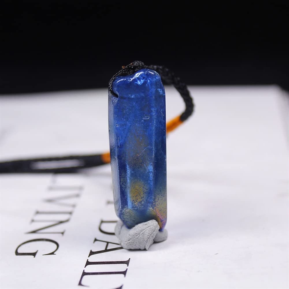 CZAOINCU Natural Electroplated Colorful Crystal Pendant, Hexagonal Prism, Room Decoration