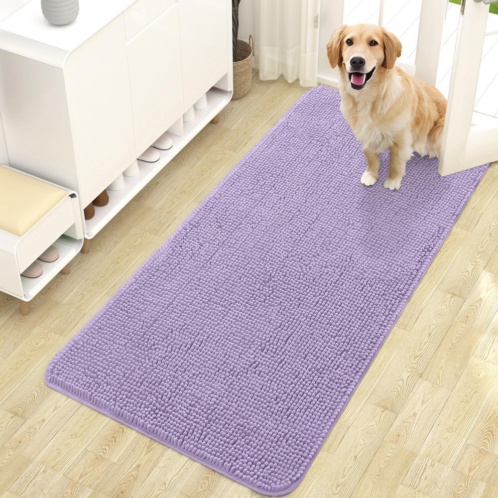 OLANLY Dog Mat for Muddy Paws, 47 x 24 in, Absorbent, Non-Slip, Washable Chenille Mat