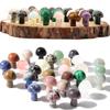 CZAOINCU Natural Crystal Mushroom Ornament, Lilac Lepidolite, 20 × 15 mm view 3