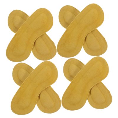 minkissy 4 Pairs Non-Slip Suede Foam Heel Cushions with Adhesive, Comfortable and Protective for High Heels and Casual Shoes, Yellow
