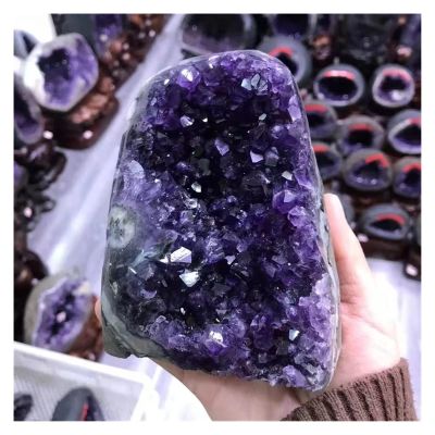 BIANMTSW Natural Purple Amethyst Stone Geode Crystal Cluster Home Decor, Full of Texture (Color: 1700g–1800g, 1 pc)