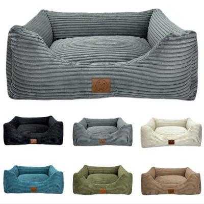 elropet Orthopedic Corduroy Dog Bed, M, Mouse Gray, 90 x 75 x 22 cm