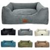 elropet Orthopedic Corduroy Dog Bed, M, Mouse Gray, 90 x 75 x 22 cm view 1