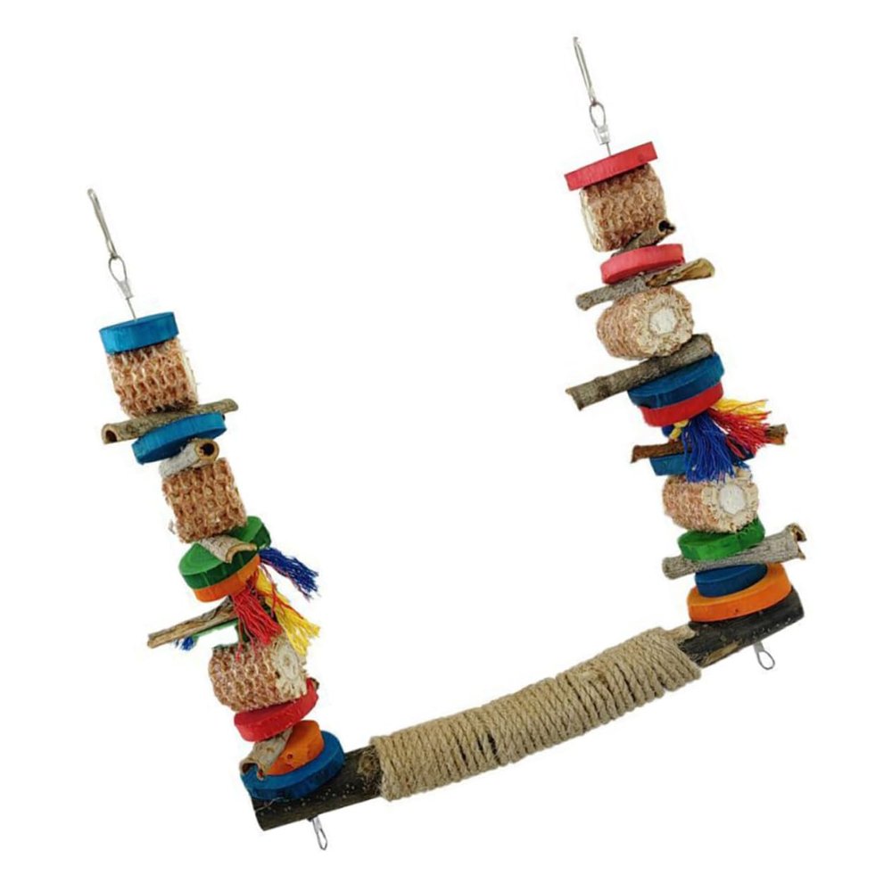 BESPORTBLE Parrot Chew Toy with Perch, Bark and Corn Cob