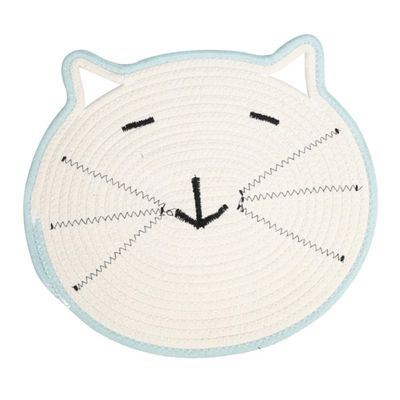 Round Cotton Cat Scratching Mat, White