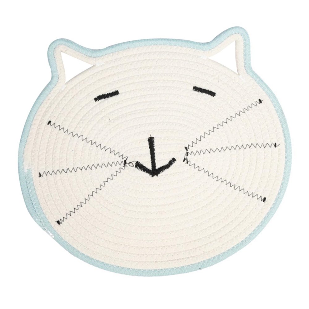 Round Cotton Cat Scratching Mat, White