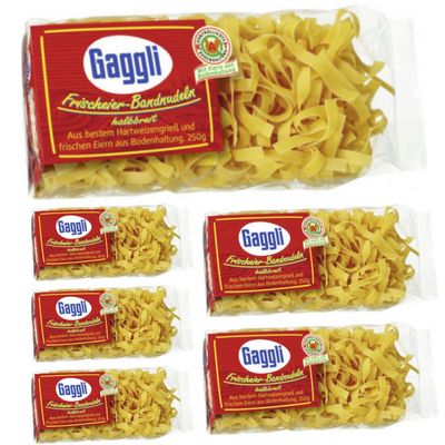 Gaggli Fresh Egg Semi-Wide Ribbon Noodles, 8 mm, 250 g x 6