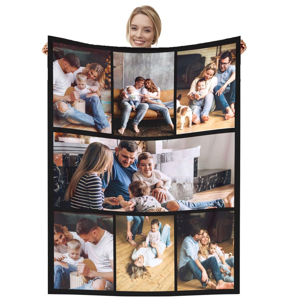 Dmkjdzsw Personalized Photo Blanket, Super-Soft Mom Blanket, Gifts for Family, Friends, Couples, and Pets, G-100 x 150 cm
