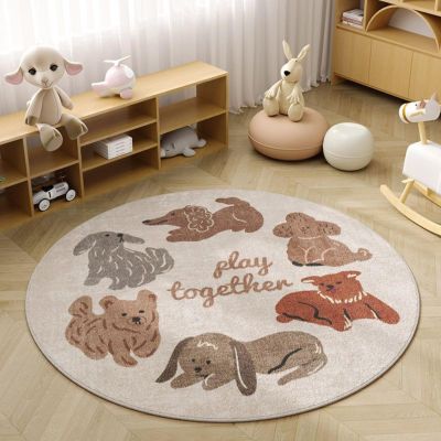 Viusneun Children's Round Short-Pile Wild Animal Rug, Soft Washable Non-Slip Play Mat (Animals, 60 cm)