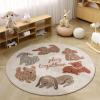 Viusneun Children's Round Short-Pile Wild Animal Rug, Soft Washable Non-Slip Play Mat (Animals, 60 cm) view 1