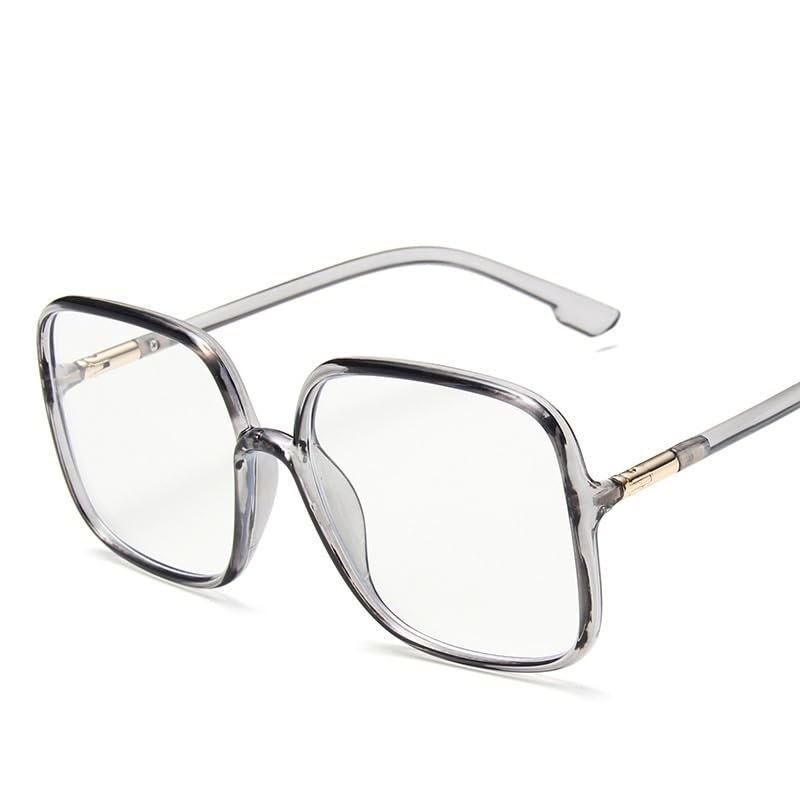 FUQINQINGOZ Large Square Blue-Light-Blocking Reading Glasses, +350, C4