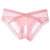 Men's Sissy Open-Crotch Sheer Lace Panties, Pink, XL view 3