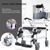AUTUMFLATGAO 4-in-1 Reclining Shower and Commode Wheelchair view 2