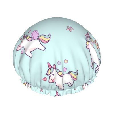 Waterproof, Reusable Shower Caps, Double-Layered for Long Hair, Compact