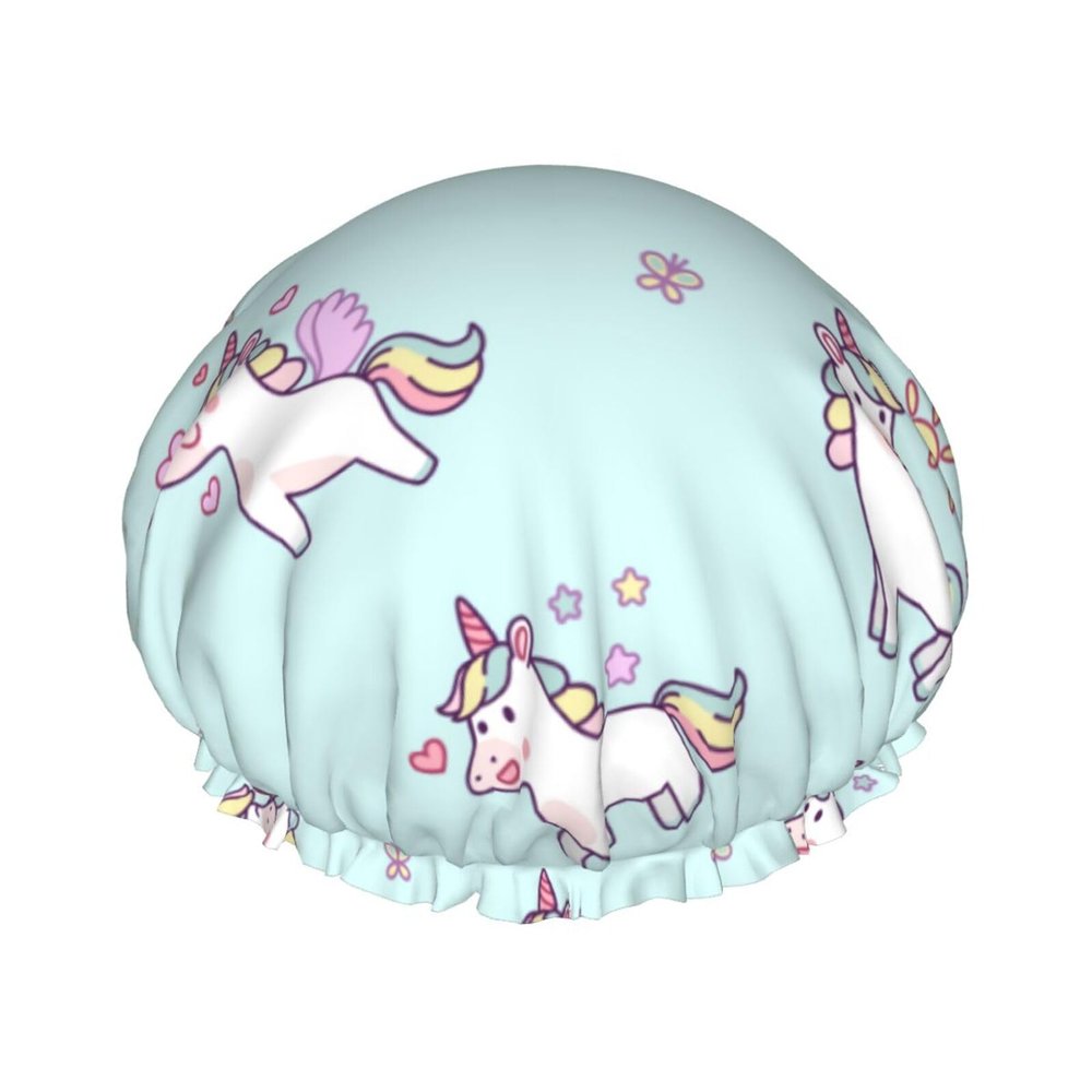 Waterproof, Reusable Shower Caps, Double-Layered for Long Hair, Compact