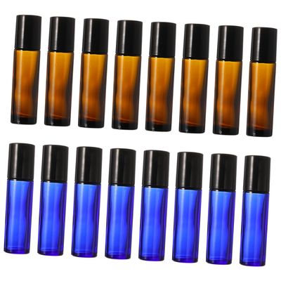 MAGICLULU 16-Piece Glass Roller Bottles with Black Plastic Caps