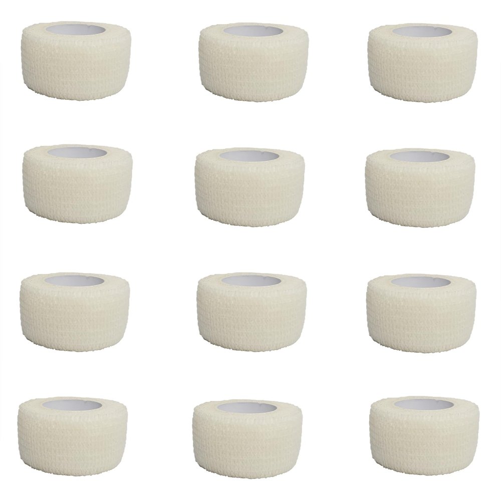 12 Rolls Self-Adherent Elastic Bandage, 2.5 cm x 4.5 m, White
