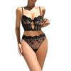WILLBEST Women's Sexy Lingerie Push-Up Black Rhinestone Bra Set, 95B, White Wrap Bustier Babydoll view 1