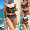 WILLBEST Women's Sexy Lingerie Push-Up Black Rhinestone Bra Set, 95B, White Wrap Bustier Babydoll view 2