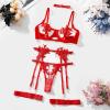 WILLBEST Women's Sexy Lingerie Set, XS, Blue, Babydoll with Thong, One-Shoulder Bustier, Garter Stockings & Bra Inserts view 2