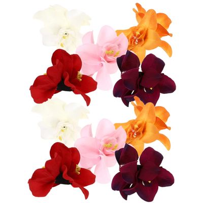FRCOLOR 10-Piece Hawaiian Flower Hair Clips with Artificial Orchids