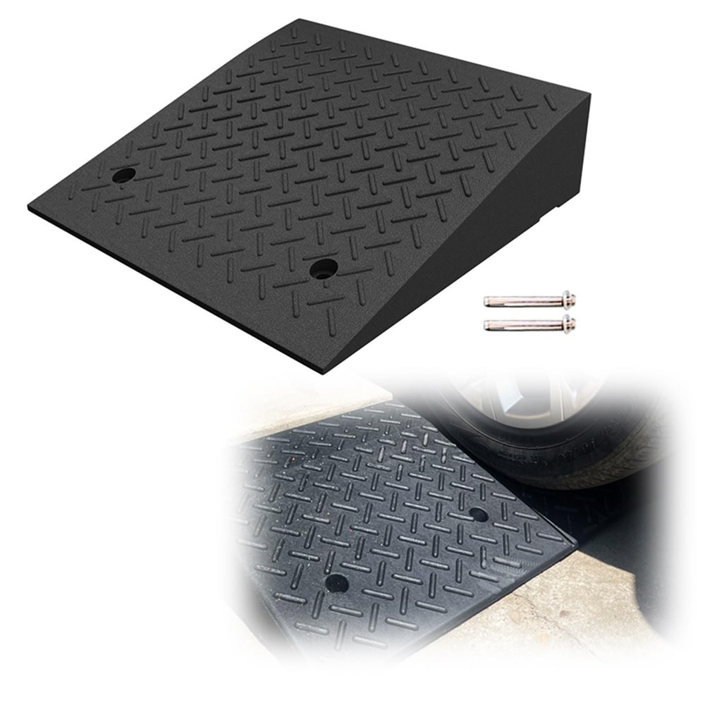 Portable Rubber Curb Ramp, Non-Slip Threshold Ramp, 15 cm/5.9 in Rise