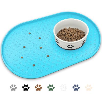 KPWACD Silicone Dog Food Mat, Non-Slip Waterproof Bowl Mat with Raised Edges