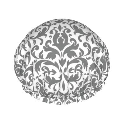 Decor White Black Luxury Women's Shower Cap, Double-Layer, Reusable and Adjustable