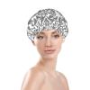 Decor White Black Luxury Women's Shower Cap, Double-Layer, Reusable and Adjustable view 3