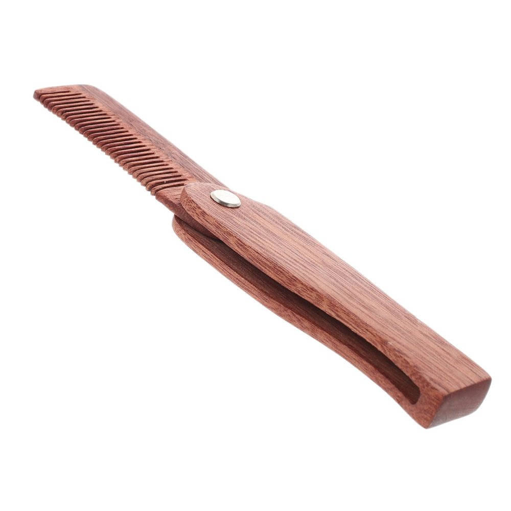 FRCOLOR 2-Piece Folding Wooden Beard Comb Set for Men