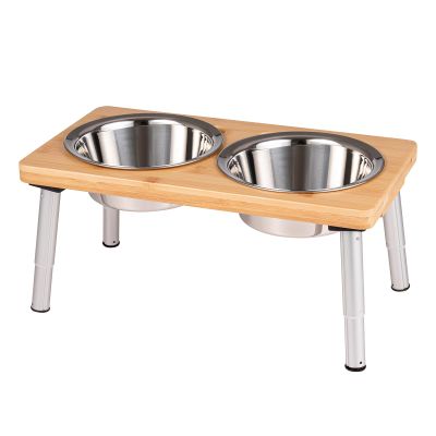PEGGY11 Elevated Dog Bowl with Bamboo Stand, 720 ml, Set of 2