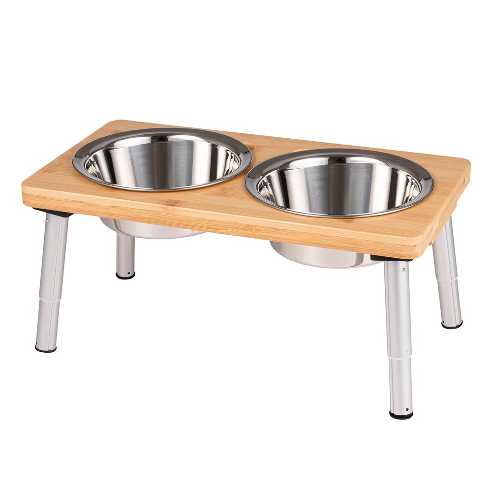 PEGGY11 Elevated Dog Bowl with Bamboo Stand, 720 ml, Set of 2