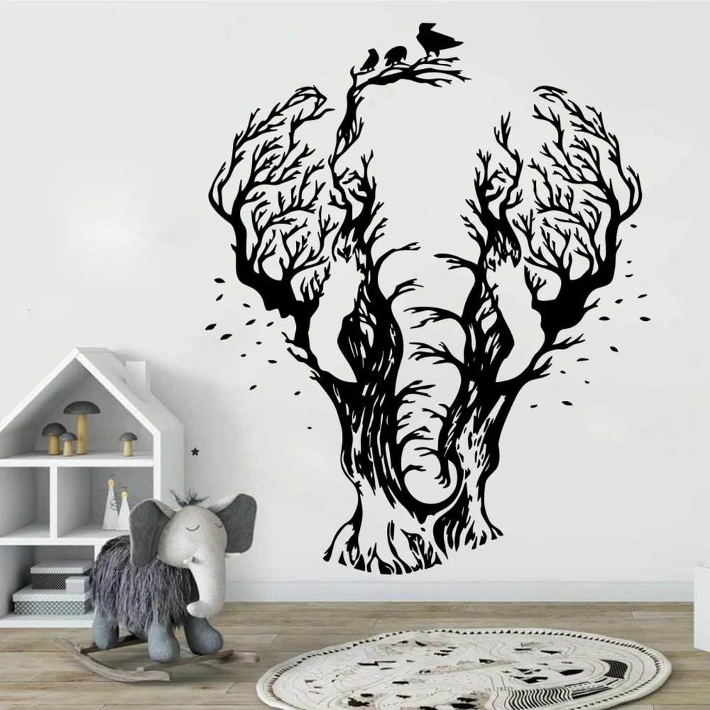 SHELOG Modern Safari Elephant and Tree Wall Decal